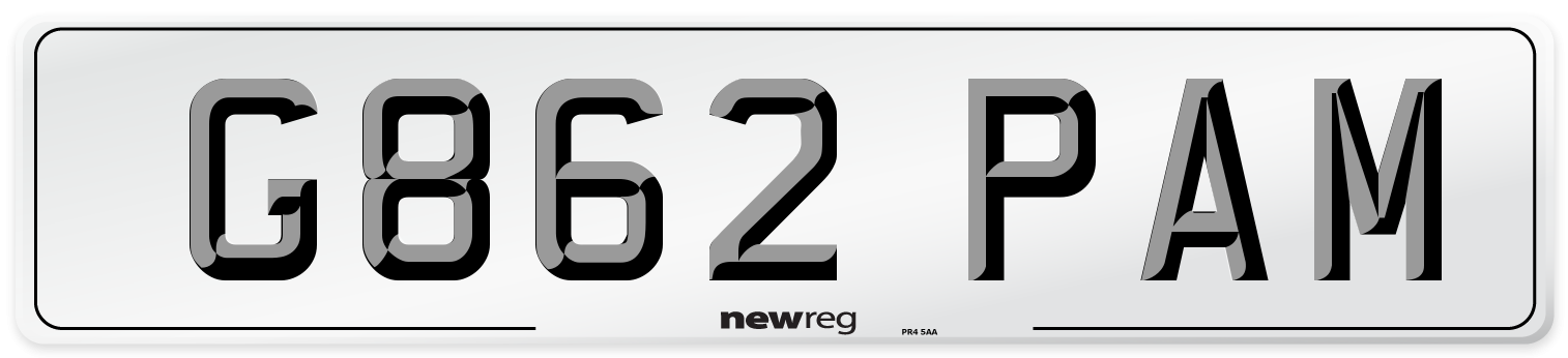 G862 PAM Number Plate from New Reg